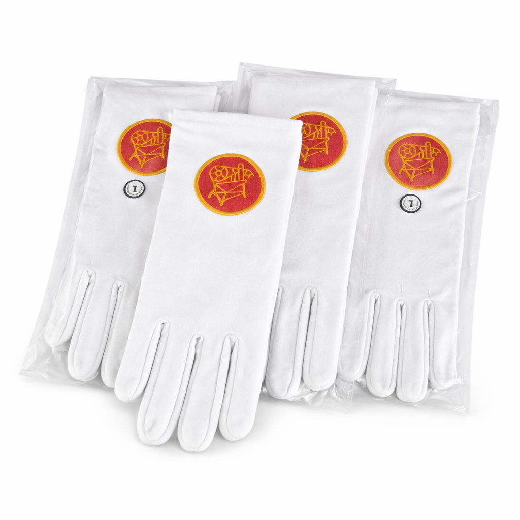 Premium HOJ White Ceremonial Gloves with Embroidered Emblem
